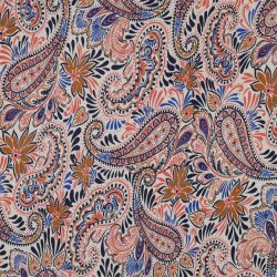 JERSEY VISCOSA PAISLEY DIGITAL - NARANJA