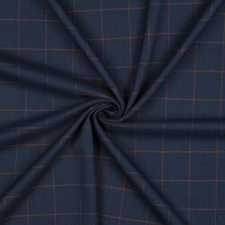 Bekleidungsstoff Karo - indigo/kamel