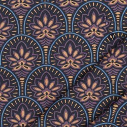 Beschichtete Baumwolle Blumenornamente - dunkelblau