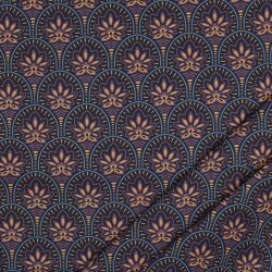 Beschichtete Baumwolle Blumenornamente - dunkelblau