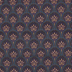 Beschichtete Baumwolle Blumenornamente - dunkelblau