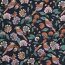 Beschichtete Baumwolle Blumen und Vögel - nachtblau