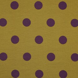 French Terry large brown dots - dark ochre