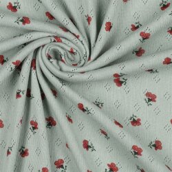 Maglia fine in jersey con motivo di pizzo a fiori piccoli...
