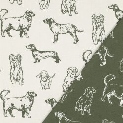 Canvas Hunde - creme/oliv