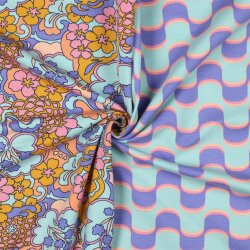 French Terry Blumen - hellblau