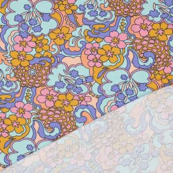 French Terry Blumen - hellblau