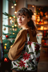 Canvas Digital Weihnachtssterne - leinen