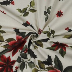 Canvas Digital Weihnachten Blumen - leinen LOOK