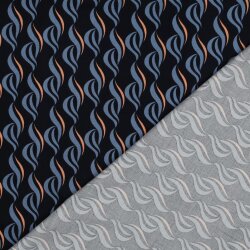 Viskose Jersey Wellenkunst - dunkelblau