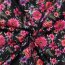 Baumwollstoff SATIN Digital Blumen - schwarz