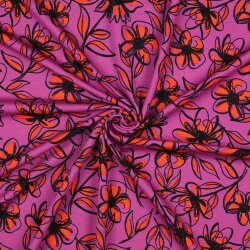 Romanit Jersey "Punta di Roma" Blumen - fuchsia