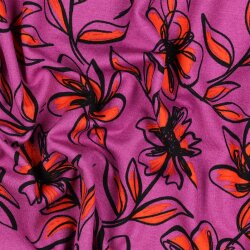 Romanit Jersey "Punta di Roma" Blumen - fuchsia