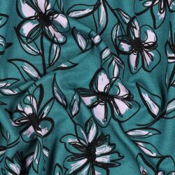 Romanit Jersey "Punta di Roma" Blumen - blau