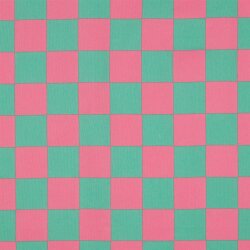 Beschichtete Baumwolle Kariert - grün/rosa