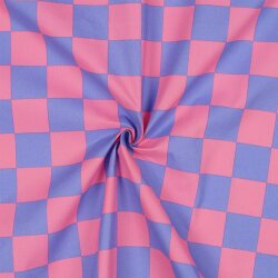 Beschichtete Baumwolle Kariert - blau/rosa