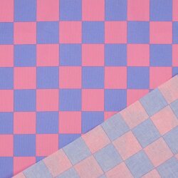 Beschichtete Baumwolle Kariert - blau/rosa