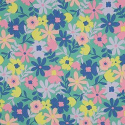 Beschichtete Baumwolle Blumen - grün