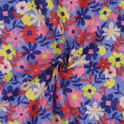 Beschichtete Baumwolle Blumen - blau