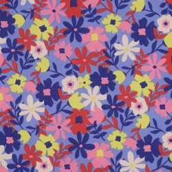 Beschichtete Baumwolle Blumen - blau