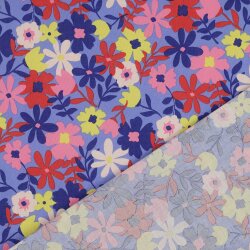 Beschichtete Baumwolle Blumen - blau