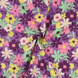 Beschichtete Baumwolle Blumen - lila