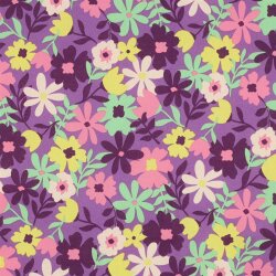 Beschichtete Baumwolle Blumen - lila