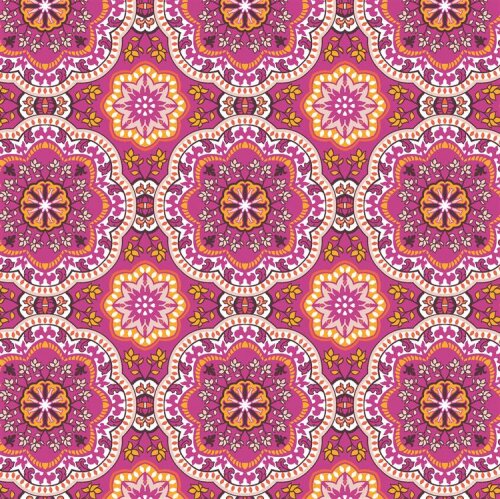 Viskose Popeline orientalische Kreise - pink