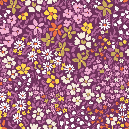 Viskose Popeline Blume Ida - violett