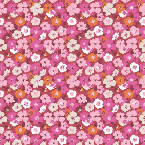 Viskose Popeline Blumen - orange/pink