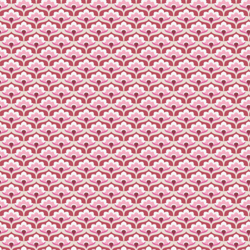Viskose Popeline abstrakte Blumenreihen - rosa