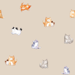 Softshell Digital süsse Katzen - beige