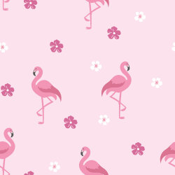 Baumwollpopeline bunte Flamingos - hellrosa