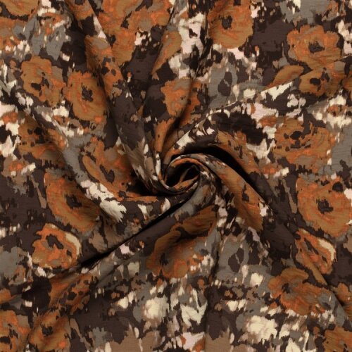 Viskose Nylon Crêpe Blumen - kaltbraun