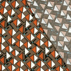 Viskose_Popeline bunte Dreiecke - taupe