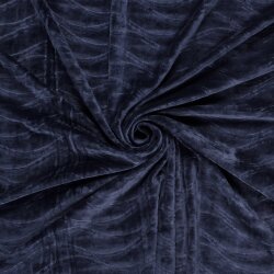 Samt Stretch Uni Wellen - marineblau