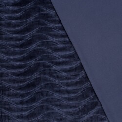 Samt Stretch Uni Wellen - marineblau
