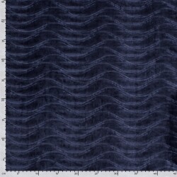Samt Stretch Uni Wellen - marineblau