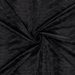 Samt Stretch Uni Wellen - schwarz