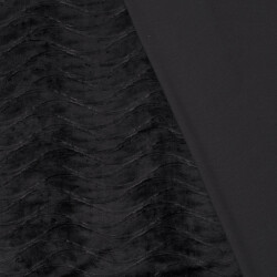 Samt Stretch Uni Wellen - schwarz