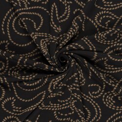 Polyester Viskose abstraktes Seilmuster - schwarz