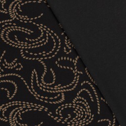 Polyester Viskose abstraktes Seilmuster - schwarz