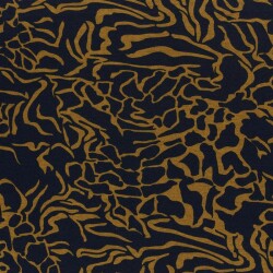 Polyester Viskose wildes Muster - marineblau/ocker