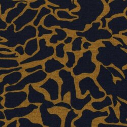 Polyester Viskose wildes Muster - marineblau/ocker