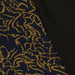Polyester Viskose wildes Muster - marineblau/ocker