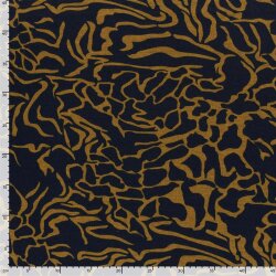 Polyester Viskose wildes Muster - marineblau/ocker