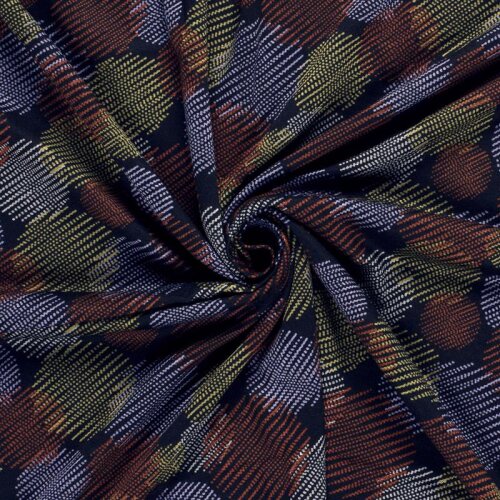 Polyester Viskose abstrakte Kreise - marineblau