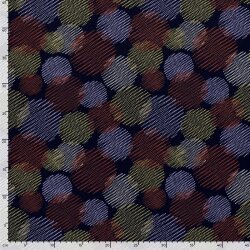 Polyester Viskose gestrichelte Kreise - marineblau
