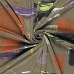 Polyester Viskose abstrakte Pinselstriche - taupe