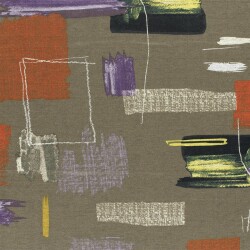 Polyester Viskose abstrakte Pinselstriche - taupe